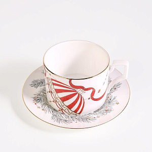 Набор Valerie Concept "Новогодние игрушки", чашка и блюдце